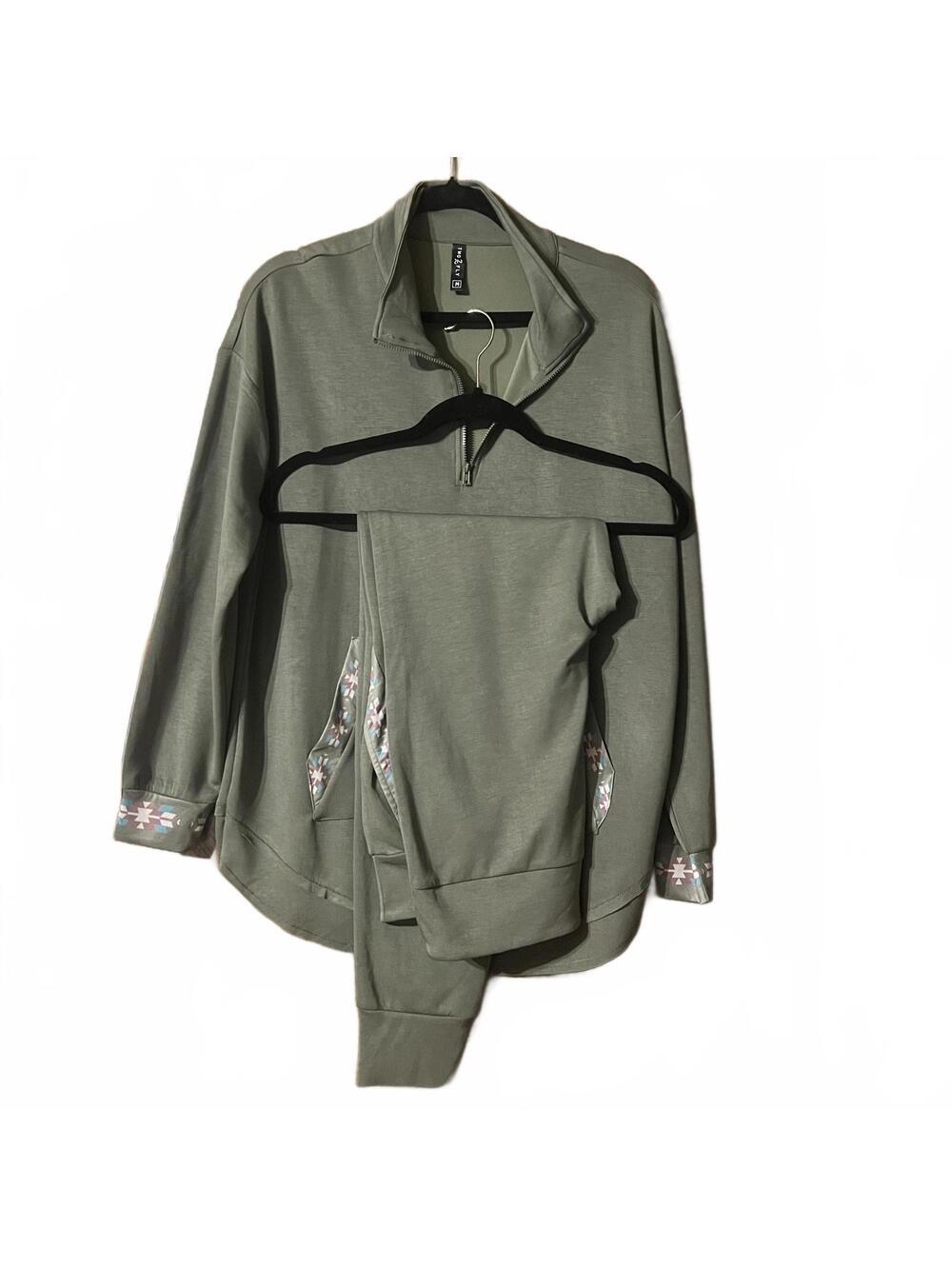 Two Fly Olive Green Half-Zip Pullover with Embroidered Accents